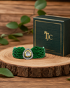 Premium Quality | Green Hydro Beads | Polki | Choker Set |
