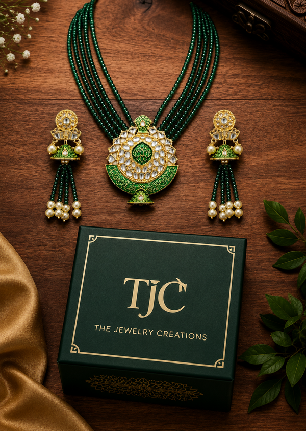 Premium Quality | Meenakari | White Pearl | Crystal Beads | Necklace Set |