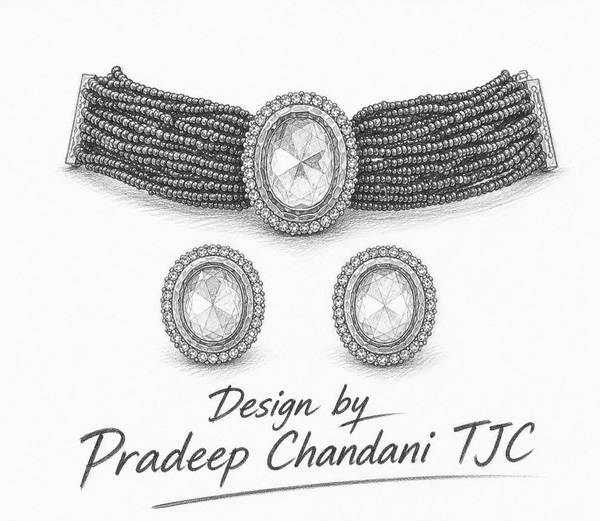 Premium Quality | Minimal Design | Crystal Beads | Choker Set |