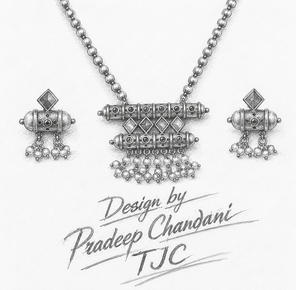 Premium Quality | Silver Replica Inspired | Colored Stone | Pendant Set |