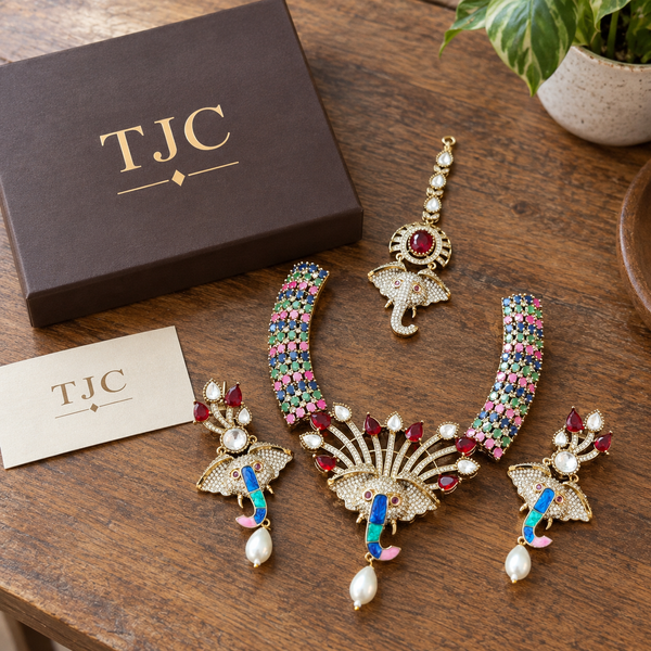 Premium Quality | Jungle Theme | Necklace Set with Mangtika |