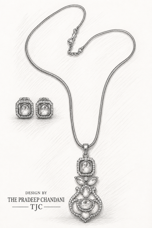 Premium Quality | Moissanite Italian Meena | Pendant Set |