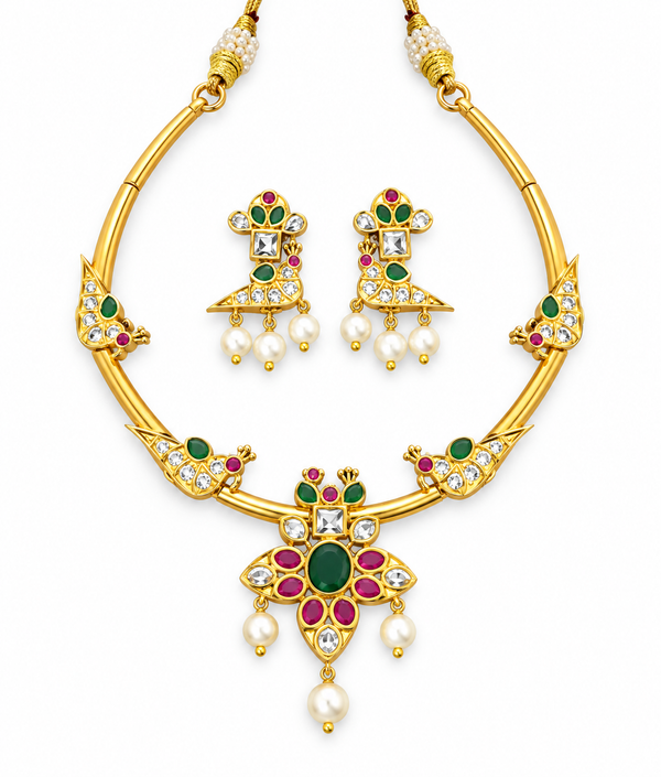 Premium Quality | Monalisa Stone | Gold Plated | Choker Set |