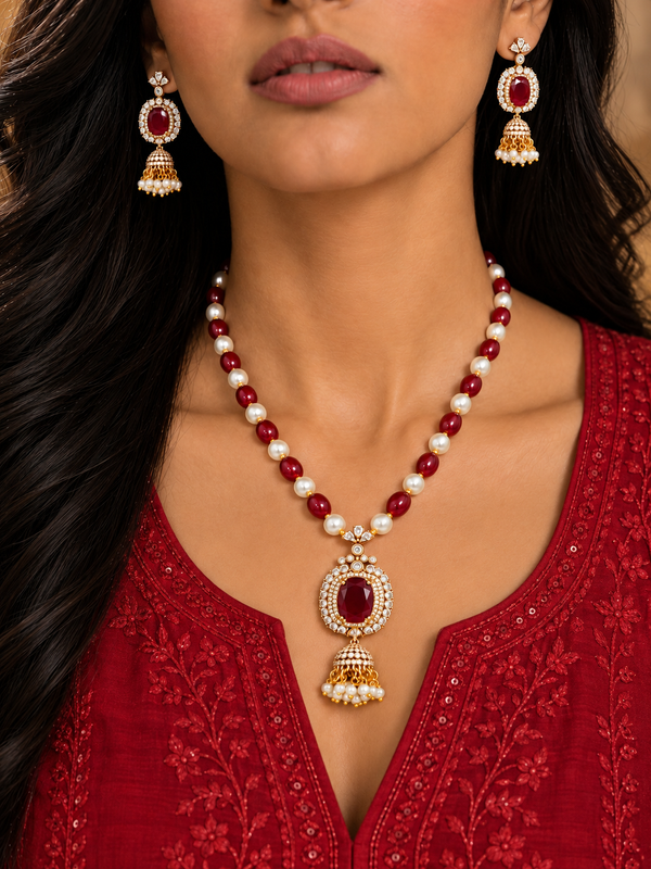 Premium Quality | Monalisa Stone | Ad Accents | Pendant Set with Earrings |