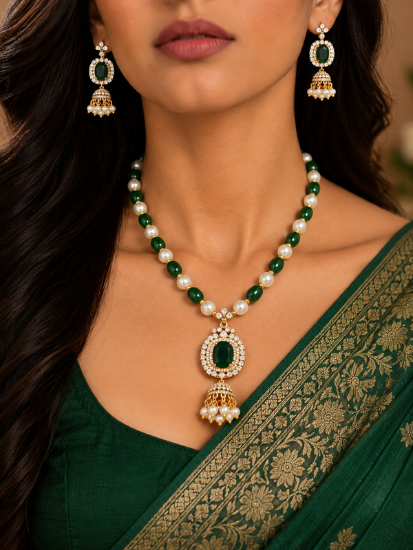 Premium Quality | Monalisa Stone | Ad Accents | Pendant Set with Earrings |