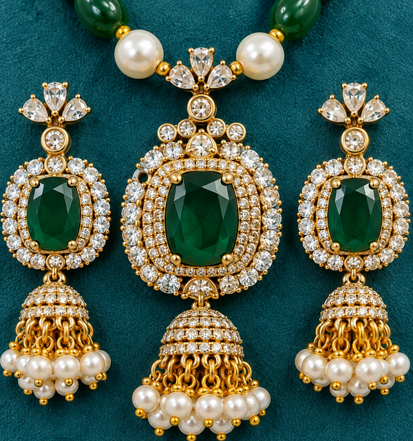 Premium Quality | Monalisa Stone | Ad Accents | Pendant Set with Earrings |
