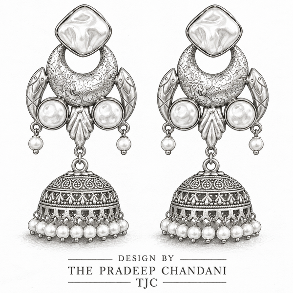 Premium Quality | Mother Of Pearl| Silver Oxidized | Earrings |