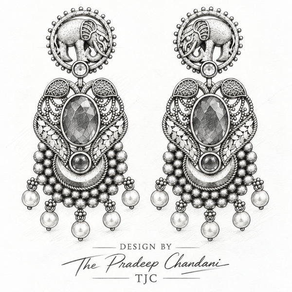 Premium Quality | Silver Oxidized Earrings | Monalisa Stone |