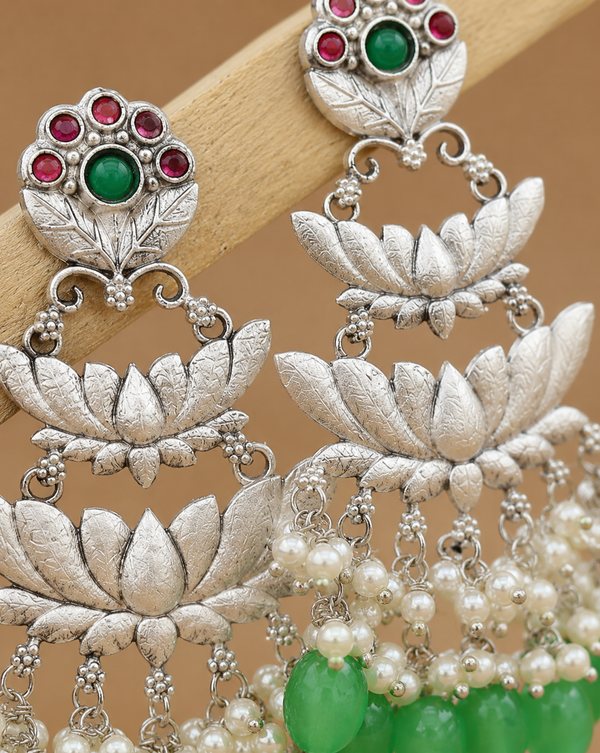 Premium Quality | Mrinali Dangler Earrings | Silver Plated |