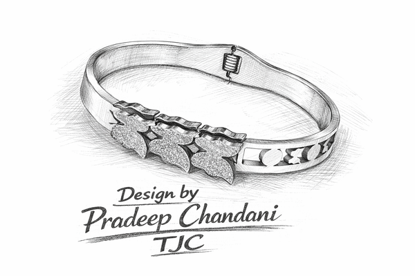 TJC Anti-Tarnish Butterfly Dotted Frosted Dual Tone Cuff Bracelet for Women