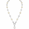 Mother of Pearl Brass Beaded Necklace/ Mala With American Diamond Accent & Statement Piece