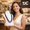 Blue Sapphire Inspired 3-Layer RoundOnyx Beaded Necklace |Gemstone Mala