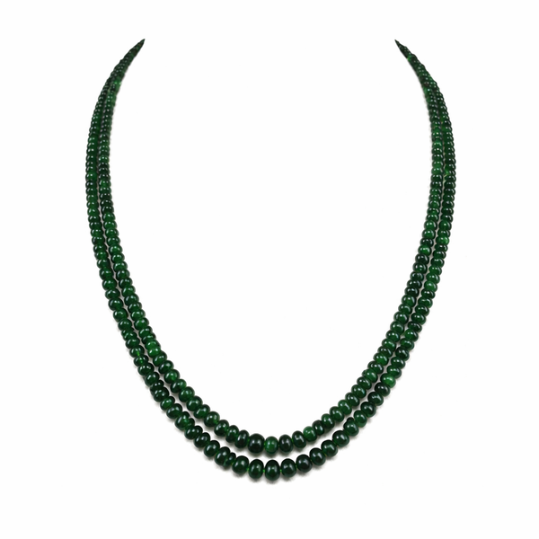 Emerald Inspired Onyx Green 2-Layer Beaded Necklace |Mala | (20–24 Inch)