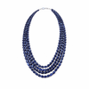 Blue Sapphire Inspired onyx glass 4-Layer Beaded NecklaceMala (20–24 Inch)