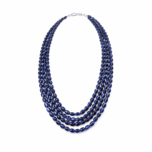 Blue Sapphire Inspired onyx glass 4-Layer Beaded NecklaceMala (20–24 Inch)