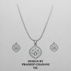 Italian Enamel Peach & Mint Moissanite Polki Chain Pendant / Necklace Set