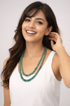 Emerald Inspired Onyx Green 2-Layer Beaded Necklace | Mala | (20–24 Inch)