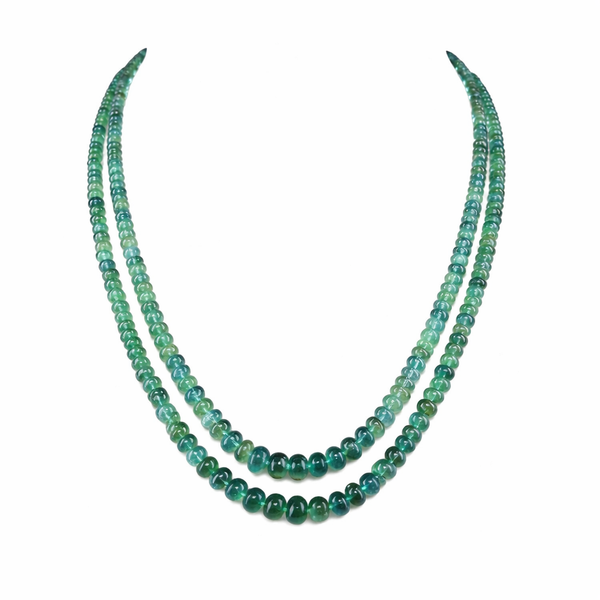 Emerald Inspired Onyx Green 2-Layer Beaded Necklace | Mala | (20–24 Inch)