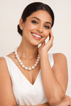 Baroque Synthetic Freshwater White Pearl Beaded Necklace (Single Layer Moti Mala)