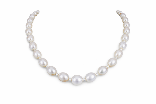 Baroque Synthetic Freshwater White Pearl Beaded Necklace (Single Layer Moti Mala)