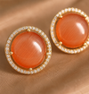 Premium Quality | Studs Earrings| Orange Color | Artificial Stone |