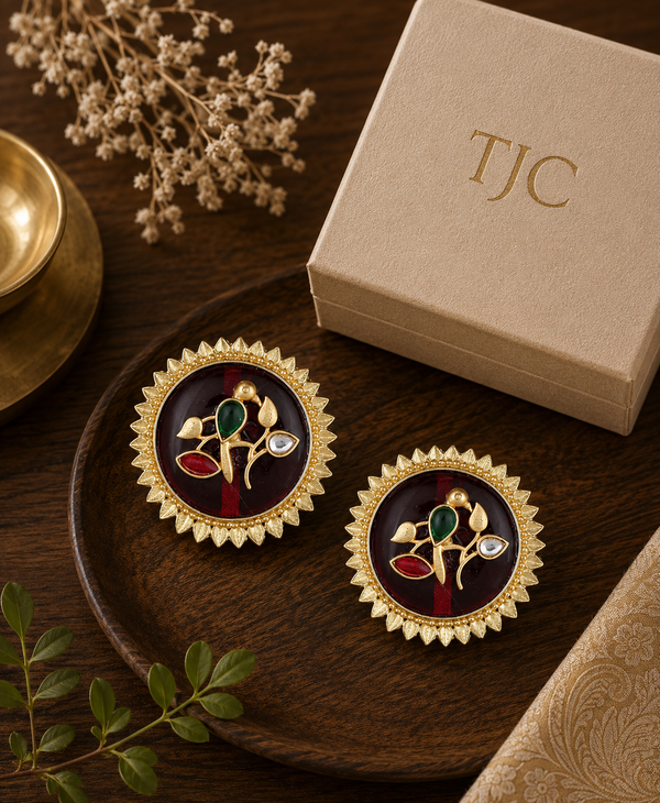 Premium Quality | Studs Earrings | Artificial Stone | Black Color |