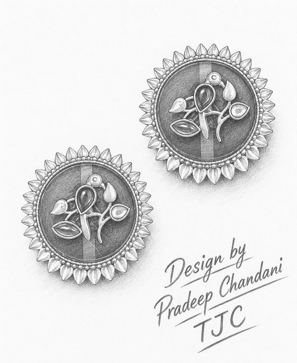 Premium Quality | Studs Earrings | Artificial Stone | Black Color |