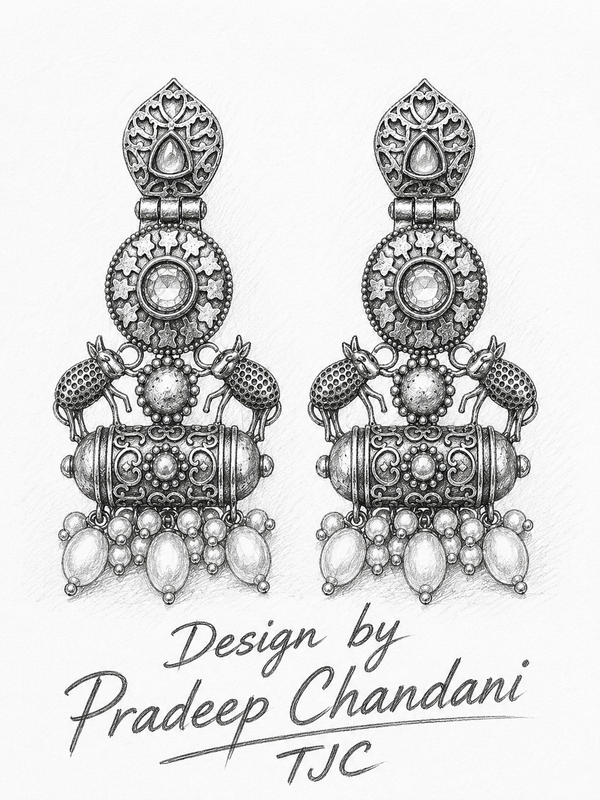 Premium Quality I Silver Plated I Oxidised Earrings IPink beads I