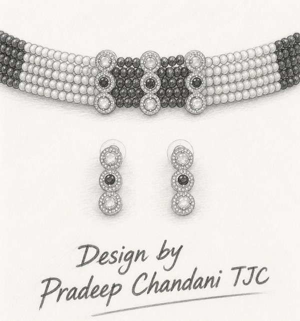 Premium Quality | Beaded Choker Set | Studd Earrings |