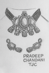 Kundan Meena Semi-Bridal Choker Necklace Set with Green Hand-Painted Glass Cab & Polki Stones