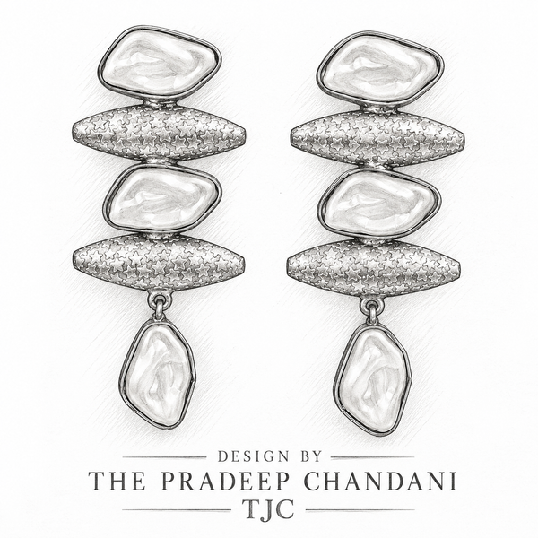 Premium Quality | MOP | Silver Oxidized | Earrings |