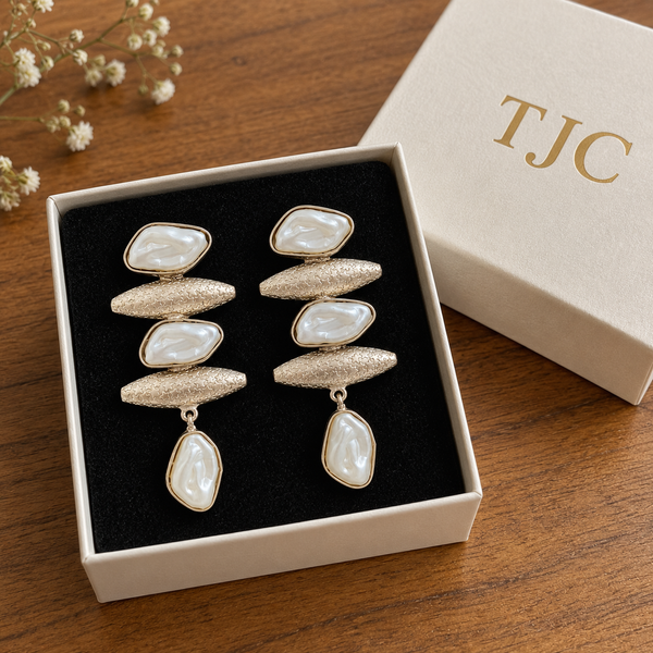 Premium Quality | MOP | Silver Oxidized | Earrings |