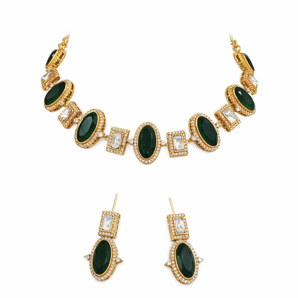 Premium Quality | Indian Monalisa & Polki | Bridal Necklace with earrings | Gold Matte Finish |