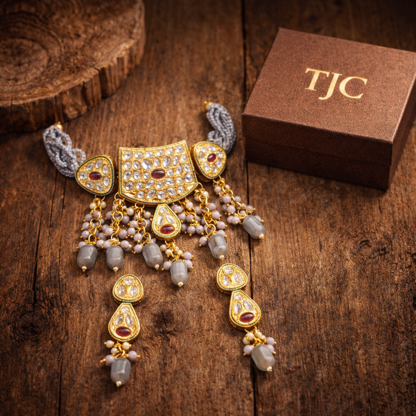 Premium Quality | Glass Stone | Gold Plated | Choker Necklace |