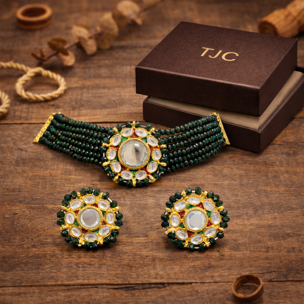 Premium Quality | Gold Plated | Glass | Choker Necklace |