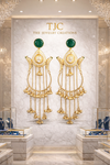 Statement Earrings | Monalisa Gemstone | Kashmiri Earrings | Round Pearl |