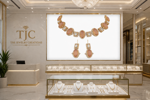 Premium Quality | Indian Monalisa & Polki | Bridal Necklace with earrings | Gold Matte Finish |