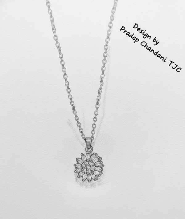 Anti- Tarnish Gold Plated Round & Taper Baguette Shape Premium Quality Chain Pendantwith CZ Stones