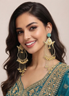 Premium Quality | Monalisa Gemstone | Round Pearl | Kashmiri Earrings |