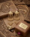 Monalisa Gemstone |Round Pearl | Kashmiri Earrings | Statement Earrings |
