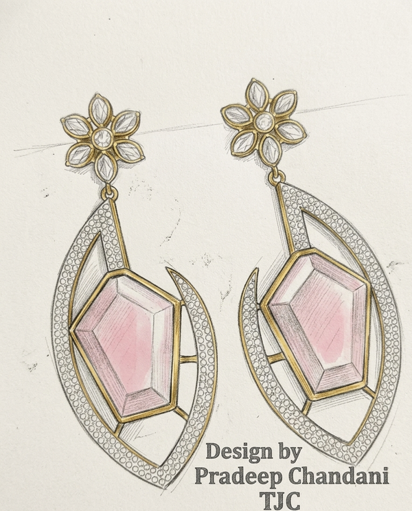 Premium Quality | Gold Plated | Long Tops Earrings | Dublet Stone |
