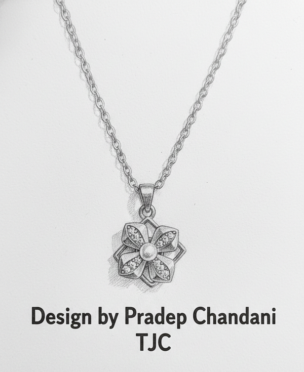 Anti - Tarnish Gold Plated Mini WhitePearl Flower Premium & Elegant Chain Pendant & Layered ChainPendant