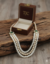 Monalisa Glass Beaded Unisex Necklace (Green Emerald) – 3 Layer With Gold Plated Premium Quality Necklace & Statement , Elegant Beaded Necklace