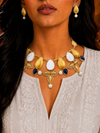 Premium Quality | Mother of Pearls | Chain Choker Set | Purple Color |
