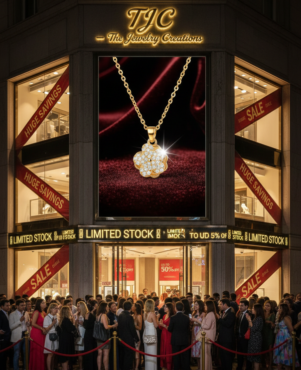 Anti - Tarnish Gold Plated Bloom Clover Five Petal Floral Shape Premium ChainPendantwith CZ Stones