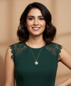 Anti - Tarnish Gold Plated Star Round Coin Clover Flower Premium Quality Chain Pendant with Black Enamel