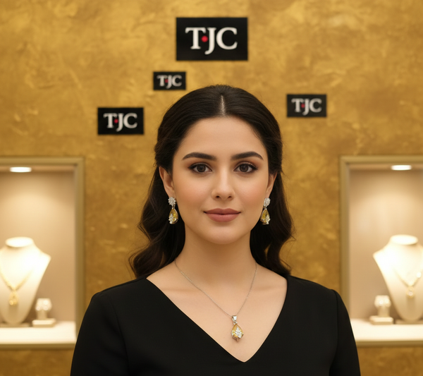 Yellow Sapphire Inspired Faceted Glass ComboJewelry Set With American Diamond Accents | Premium Quality Earrings ,Ring , Kada And Chain Pendant