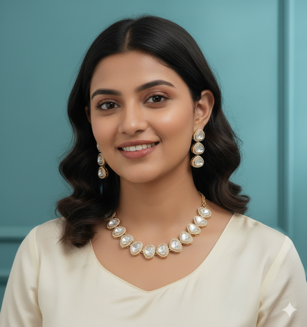 22 Carat Gold Plated Semi Bridal Choker Designer Necklace & Bollywood Celebrity Wear Premium Quality & Elegant Choker Necklace