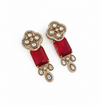 Traditional Long Tops Earrings in Ruby Red with Premium Quality & 14K Antique Gold Plated Earrings