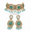 Monalisa Mint Green | American Diamond Choker Necklace Set with Earrings | Elegant Jewelry |